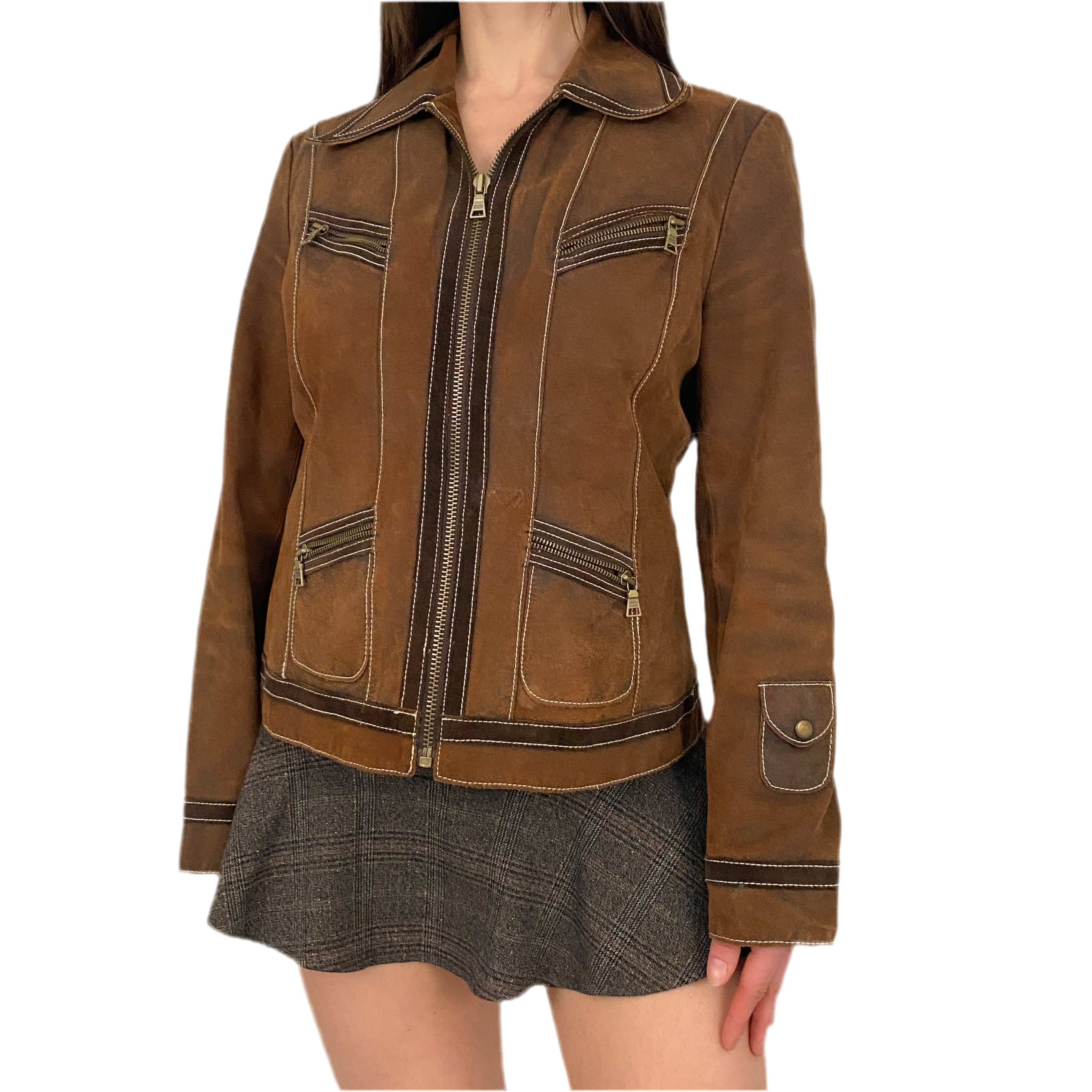 Guess Brown Leather Jacket (S)