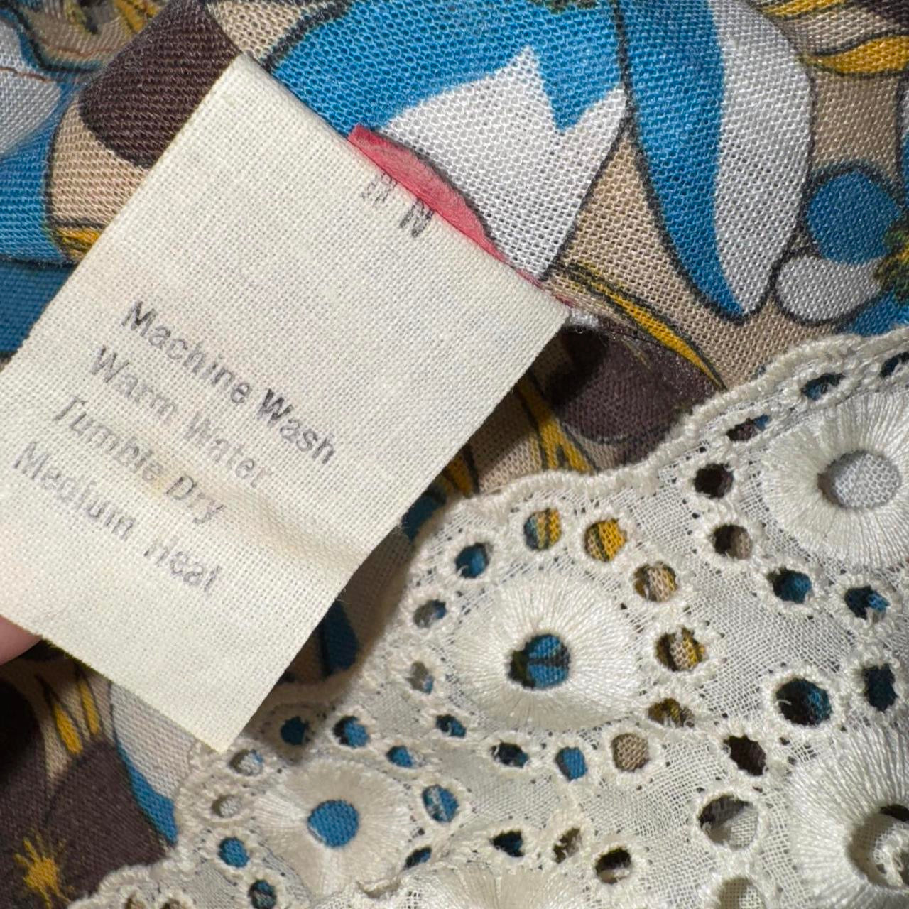 70s Floral Cotton Maxi Dress (XS)