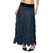 Navy Ruched Maxi Skirt (XS)