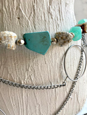 Circle beads & stones layered chain belt