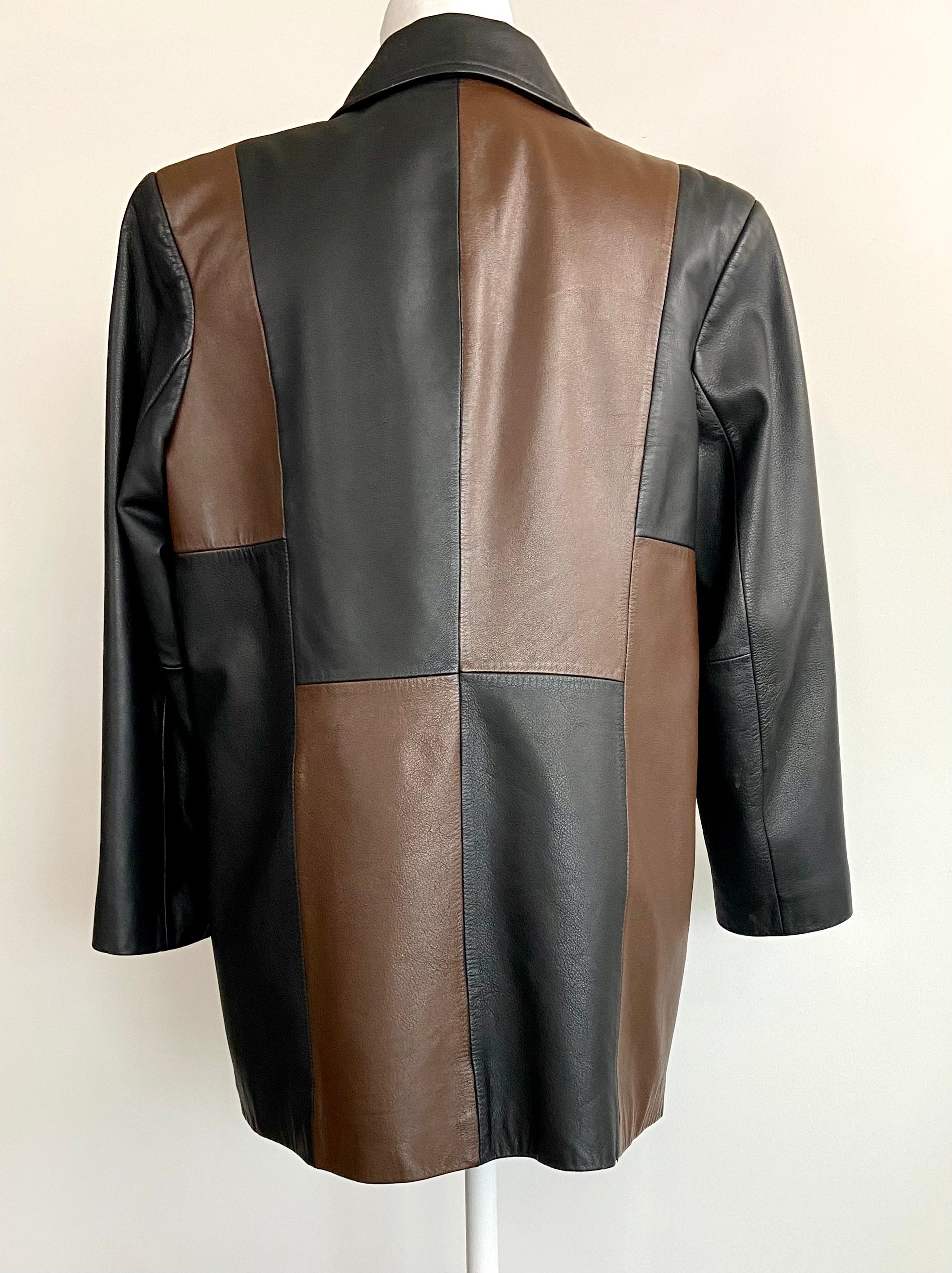 Black & Brown Leather Jacket (L)