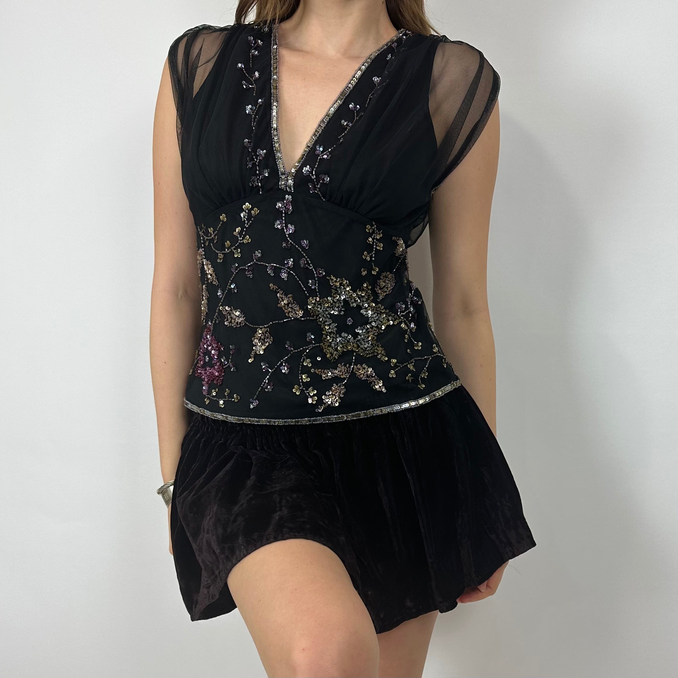 90s Beaded Mesh Overlay Beaded Top (M) – Holy Thrift