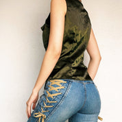 90s Satin Cargo Vest Top (M)