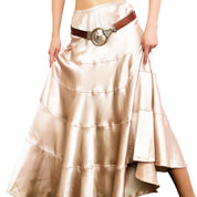Satin Champagne Tiered Maxi Skirt (S)