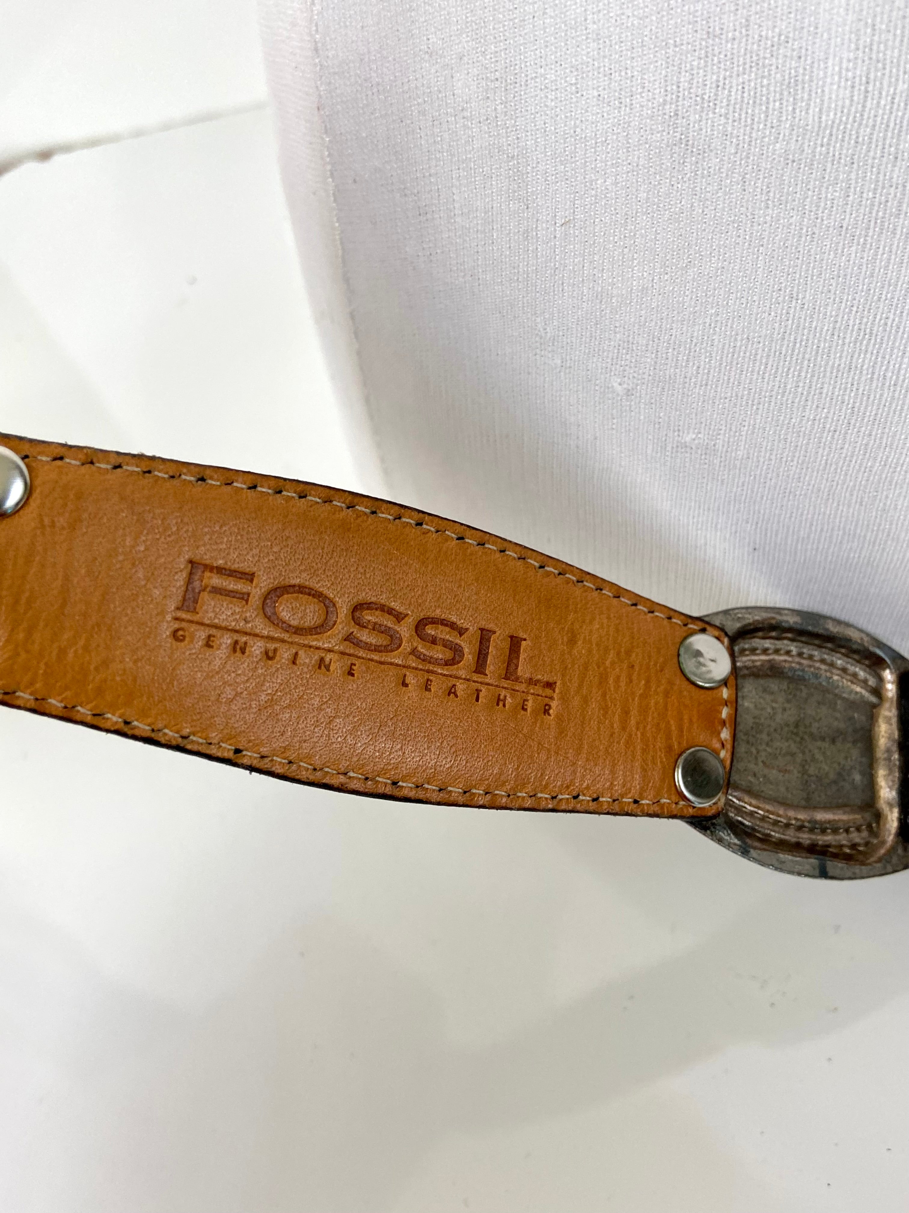 Vintage Fossil Black Leather Belt