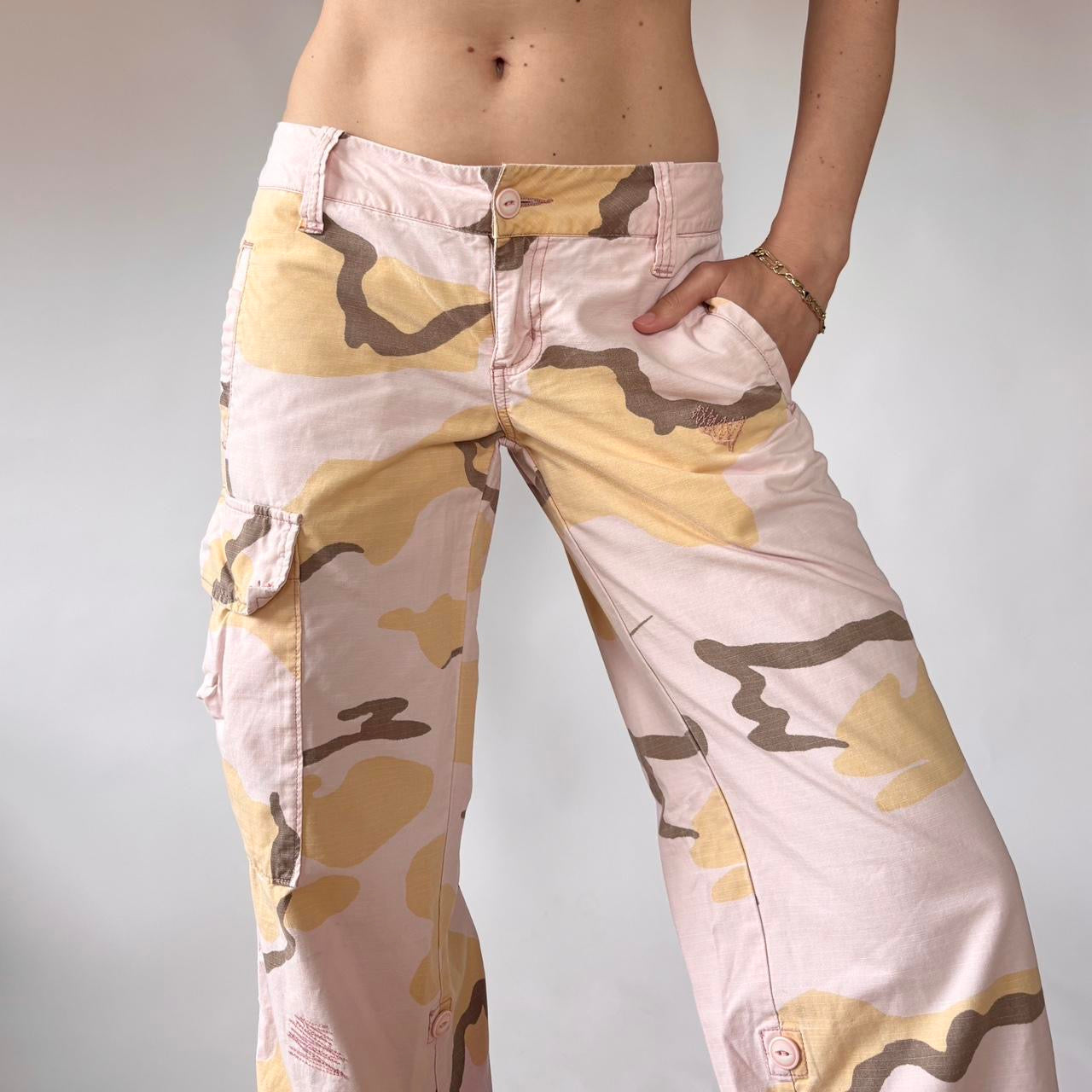 Y2K Pink Camo Low Rise Cargos (S)