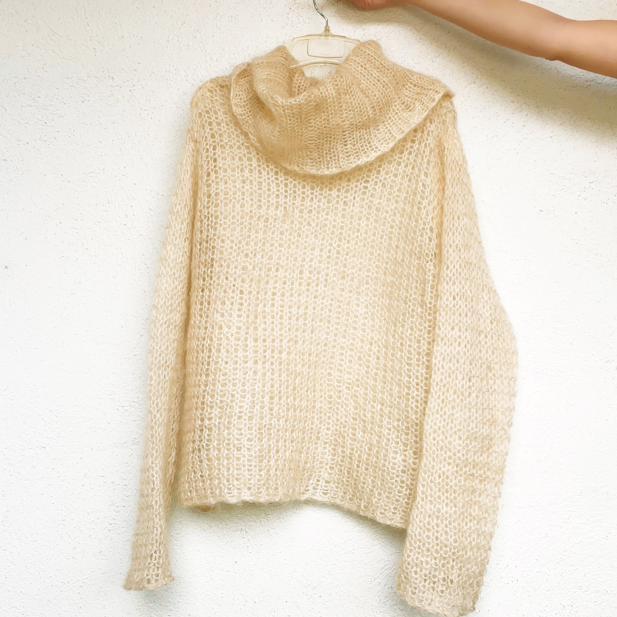 Creamy Open Knit Cowl Neck Sweater (L)