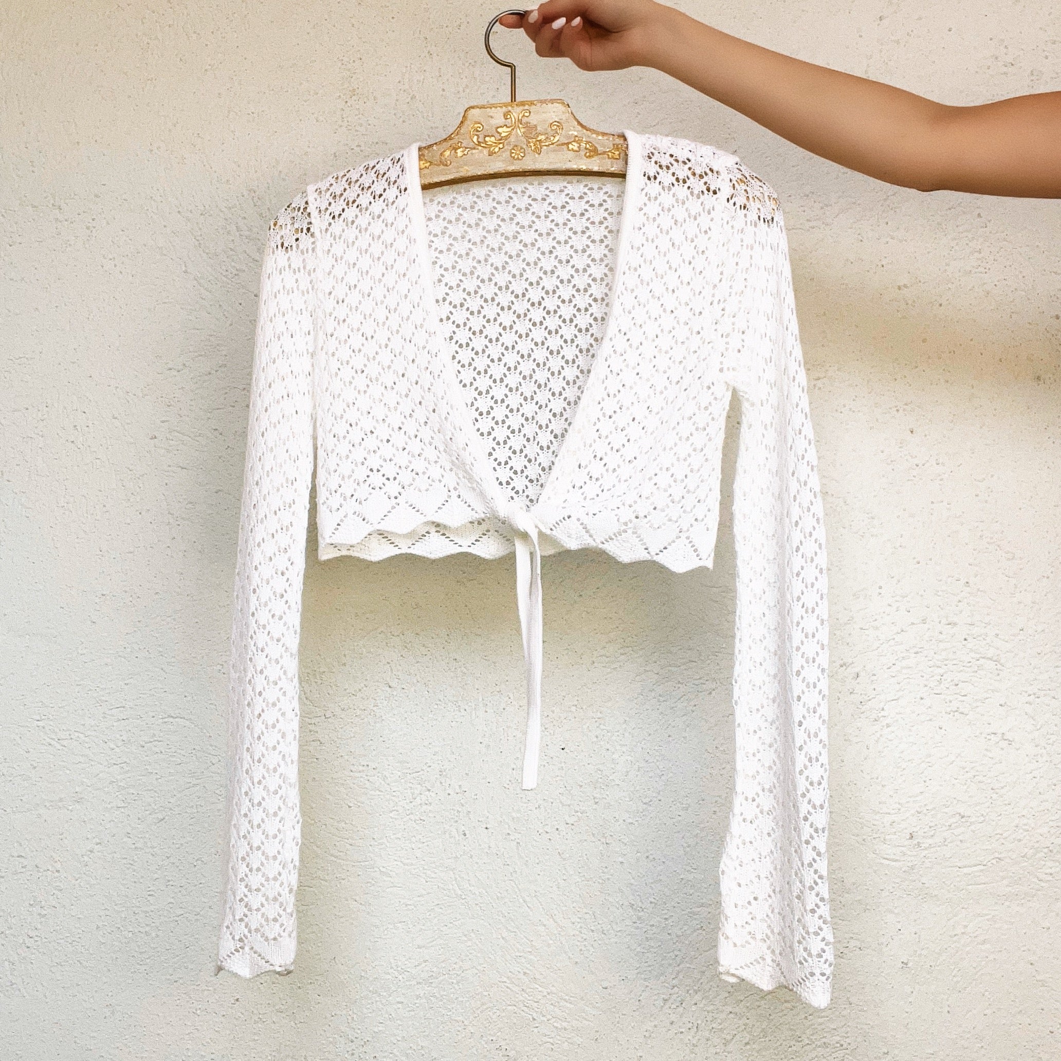 White Cropped Cardi Top (S)