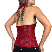 Y2K Snakeskin Leather Halter Top (M)