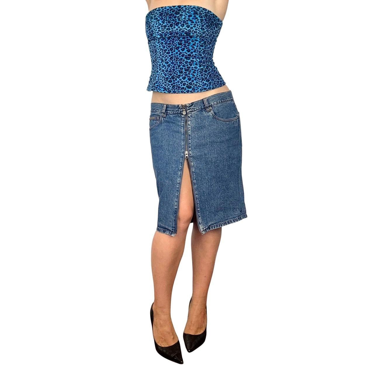 90s Calvin Klein Denim Zipper Skirt (M)