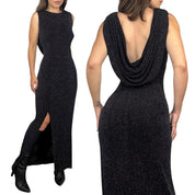 90s Draped Open Back Maxi Dress (L)