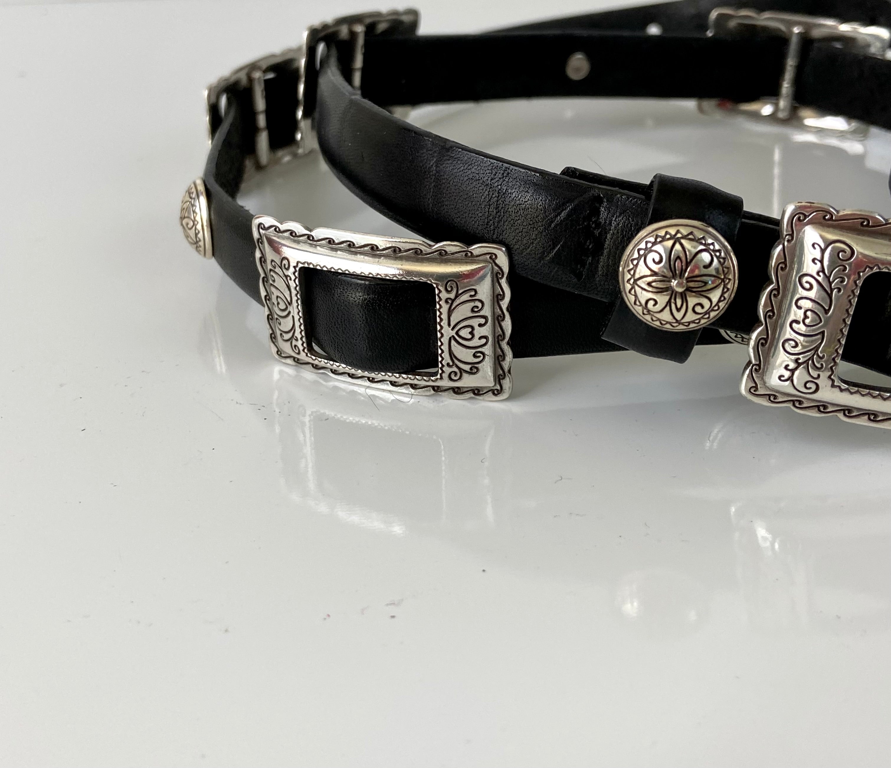 Brighton black leather belt