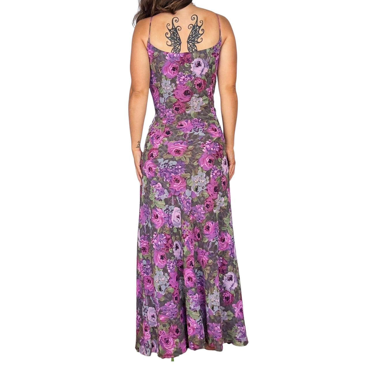 90s Floral Embellished Maxi Dress (L)