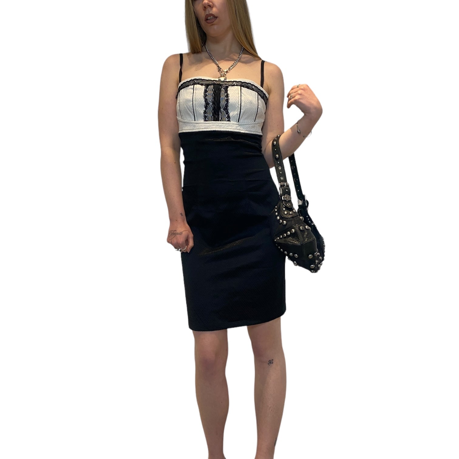 Vintage Lace Italian Bodycon Dress (M)