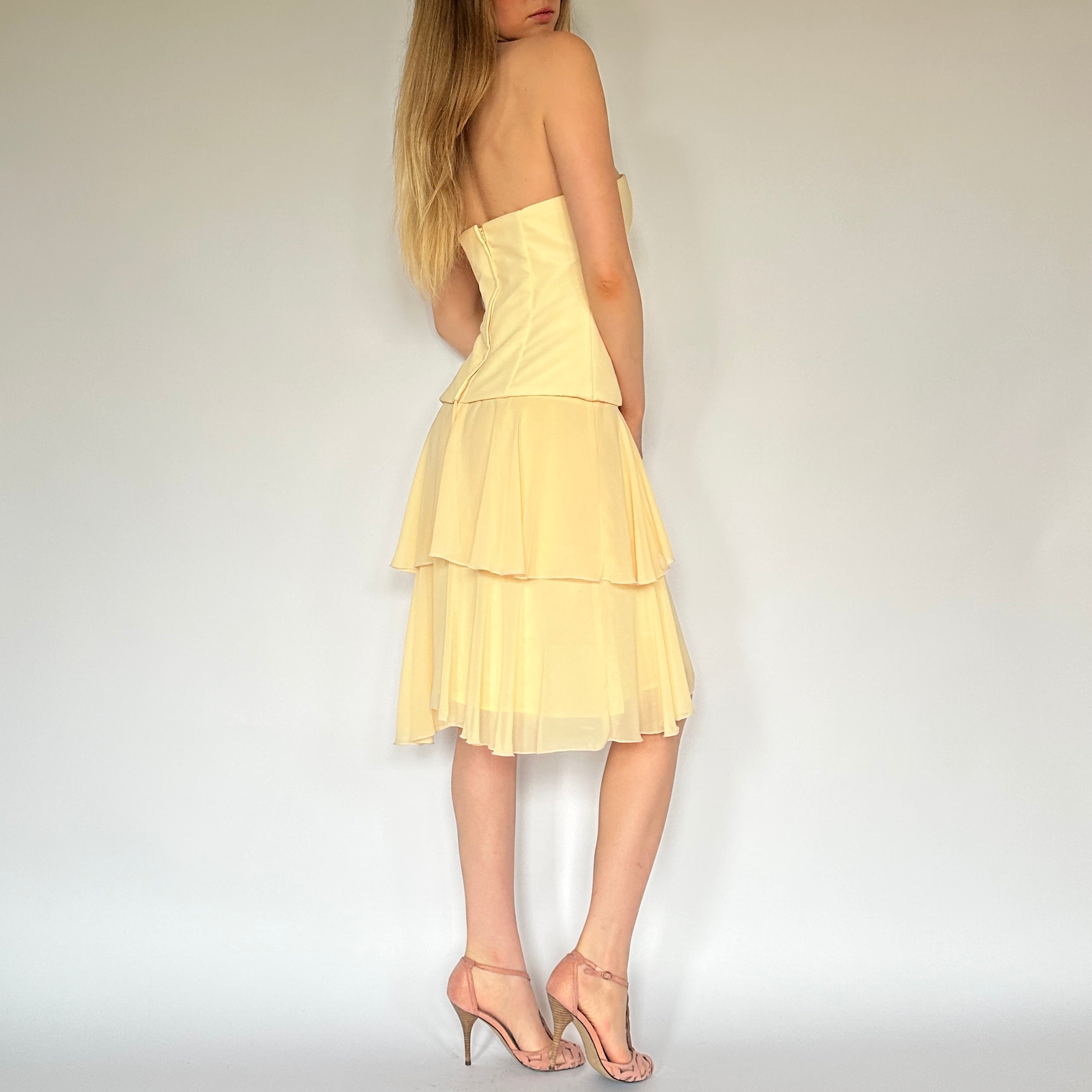 Vintage Butter Yellow Midi Dress (M)