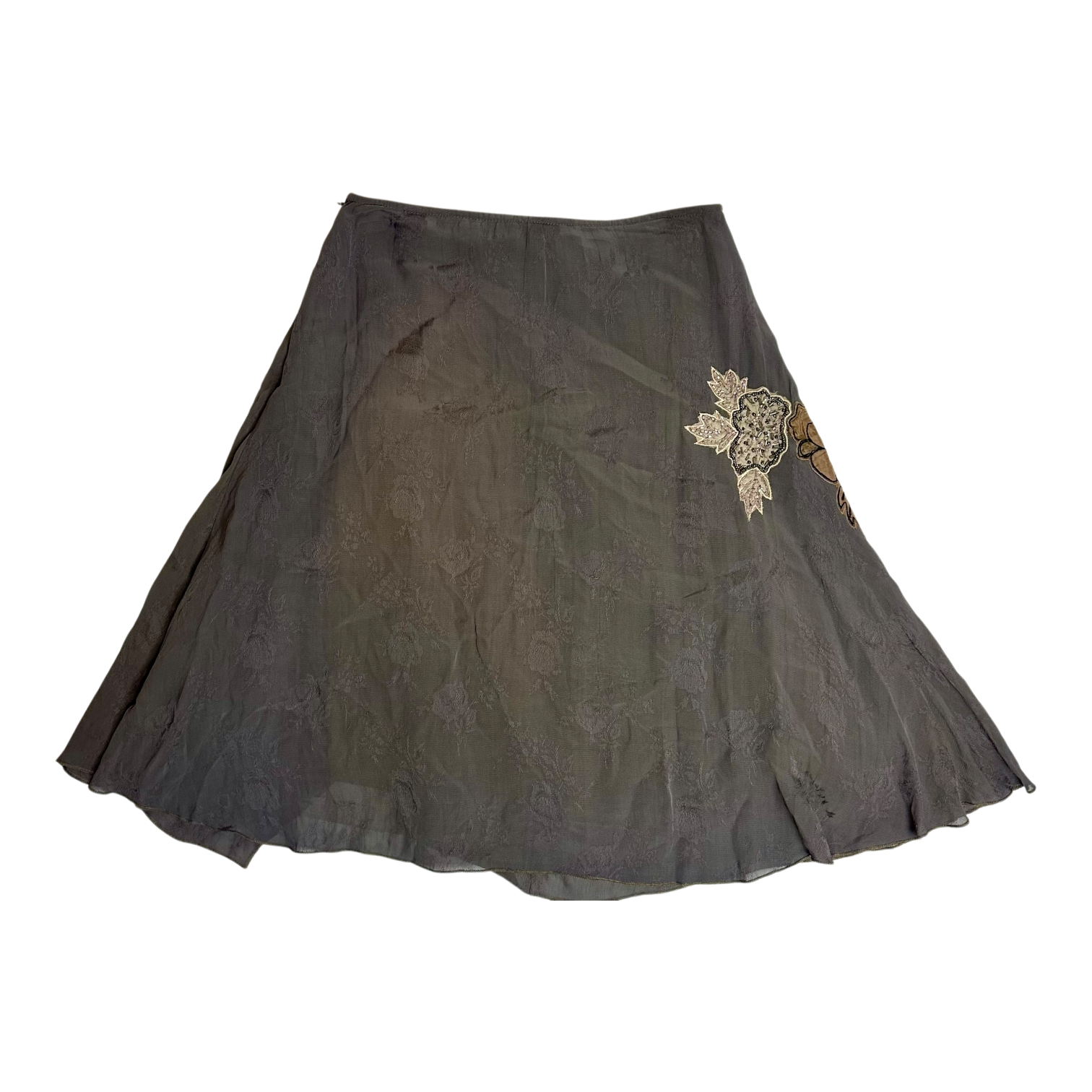 Embellished Silk Midi Skirt (XS/S)
