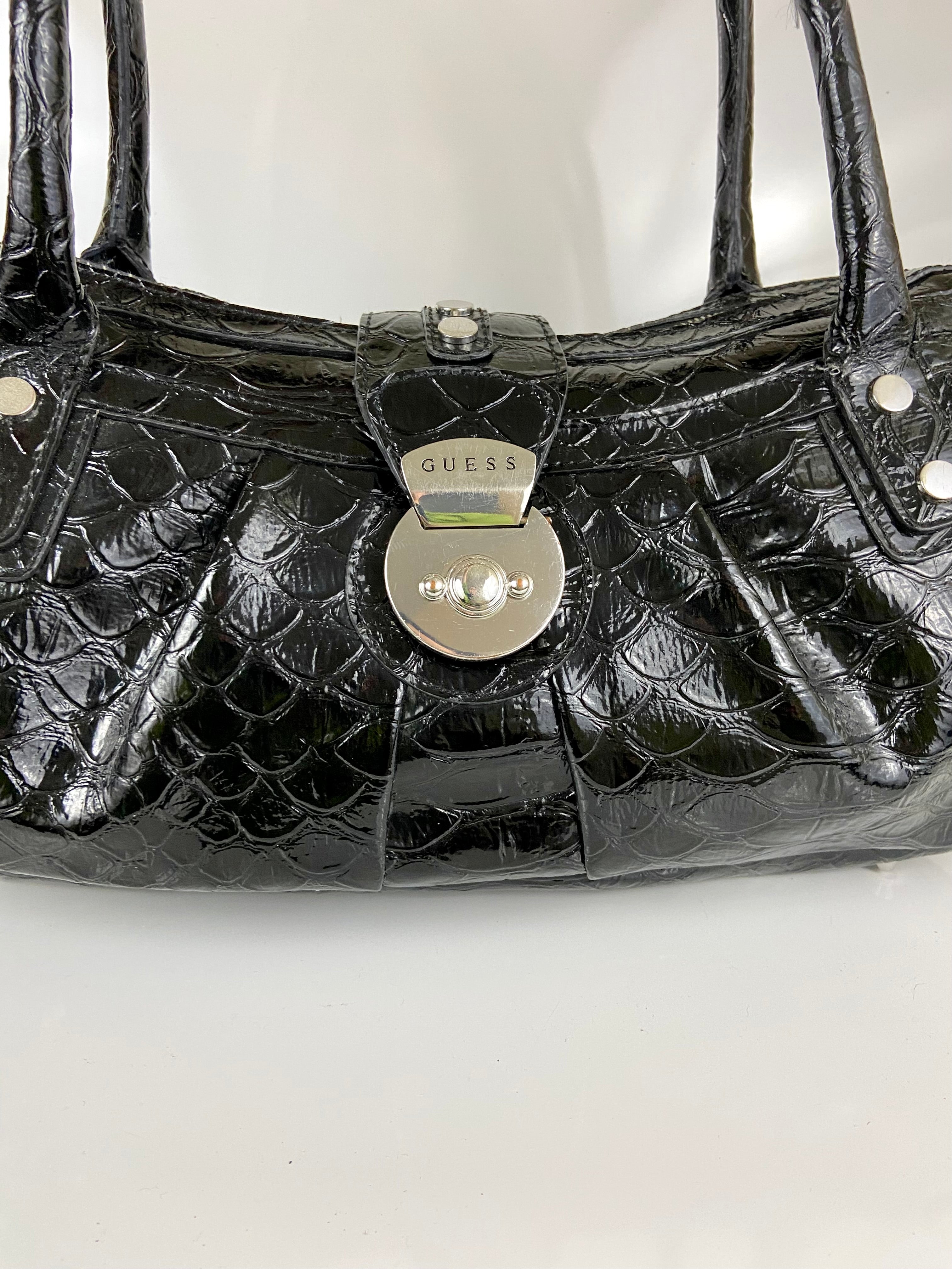 Y2K black leather Guess bag