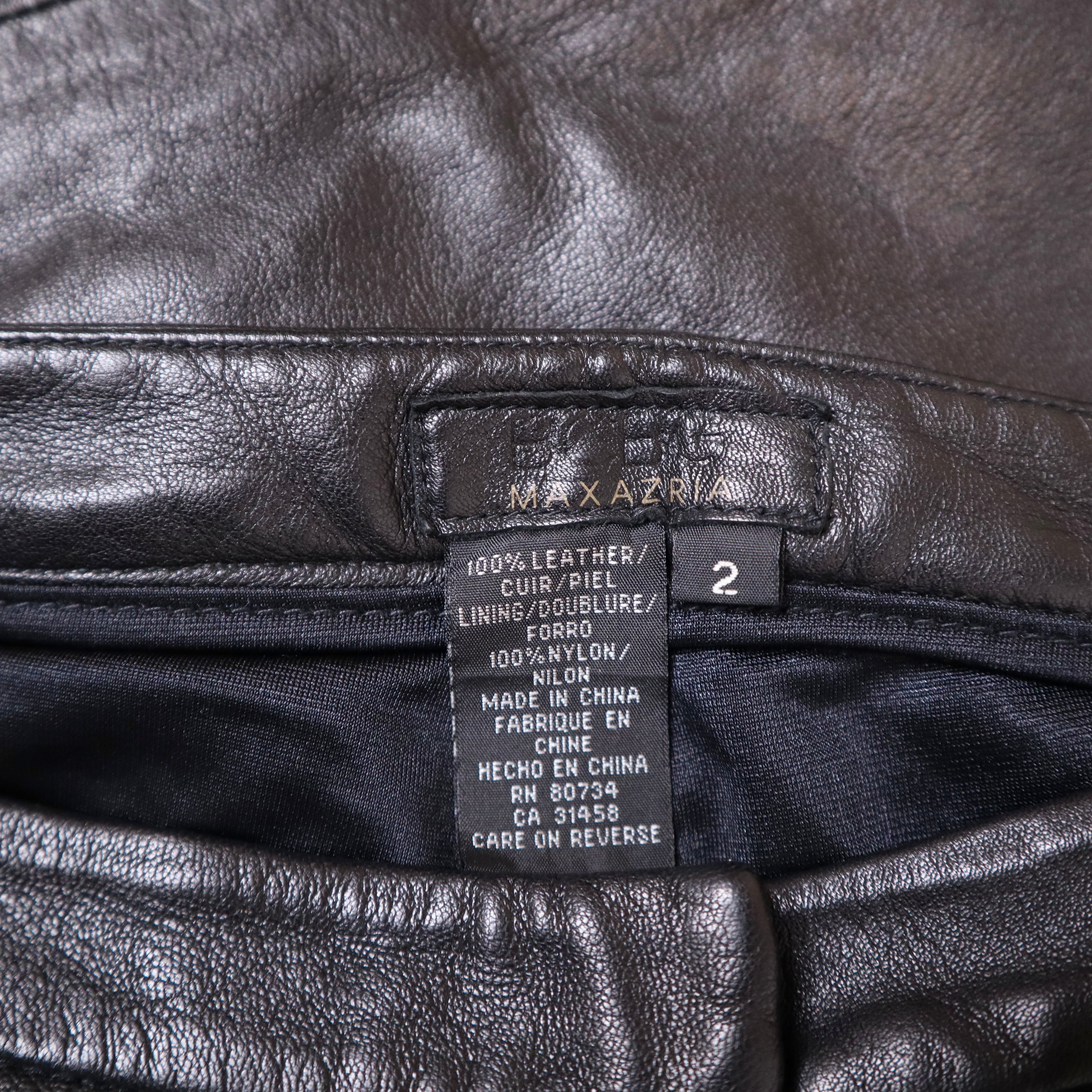 90s Black Genuine Leather Pants (XS/S)