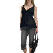 Black Sheer Babydoll Top (S)