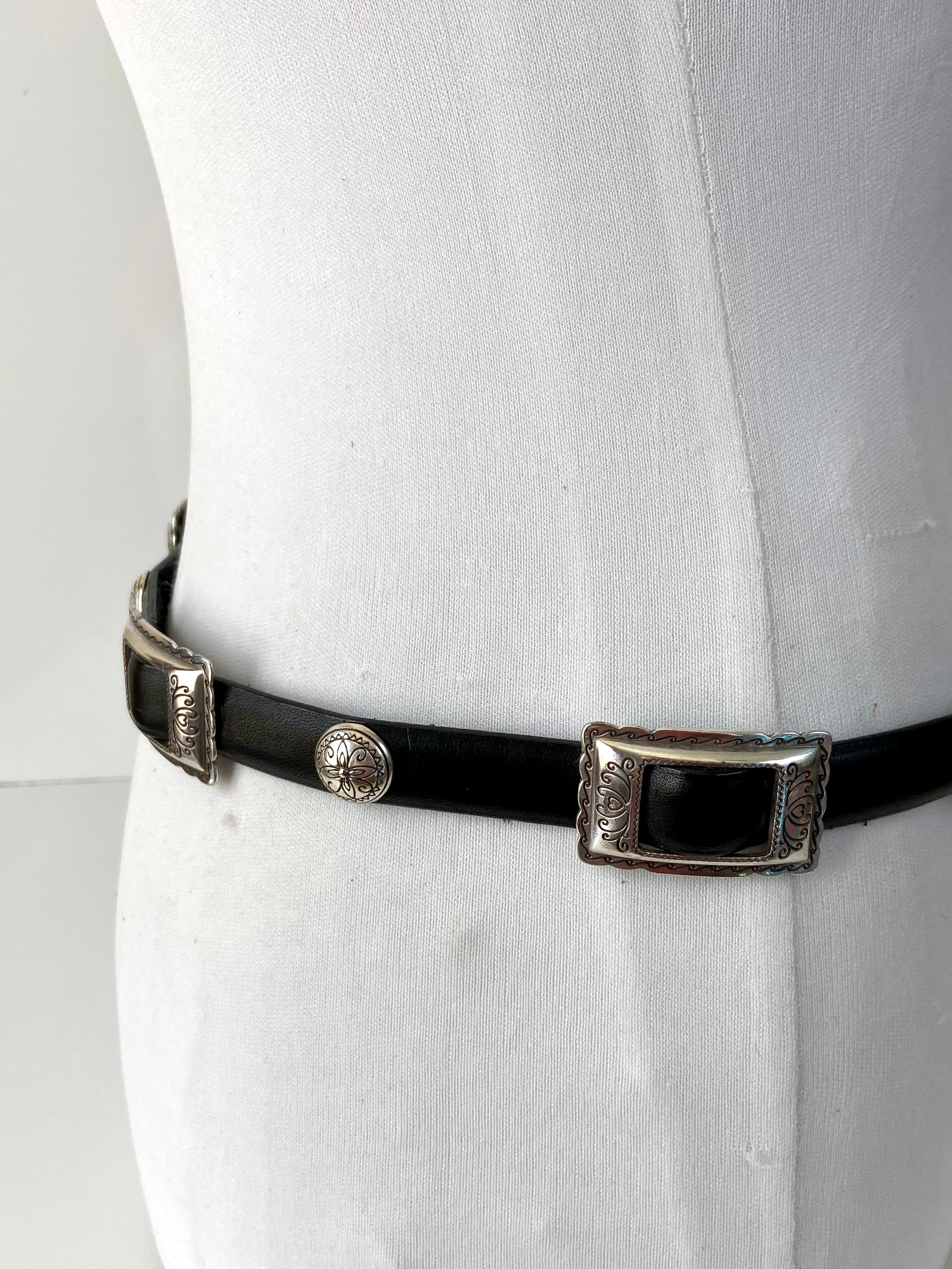 Brighton black leather belt