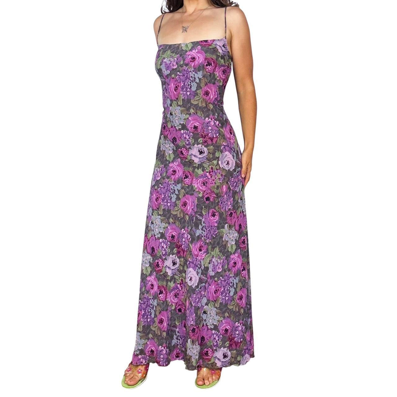 90s Floral Embellished Maxi Dress (L)  Holy Thrift