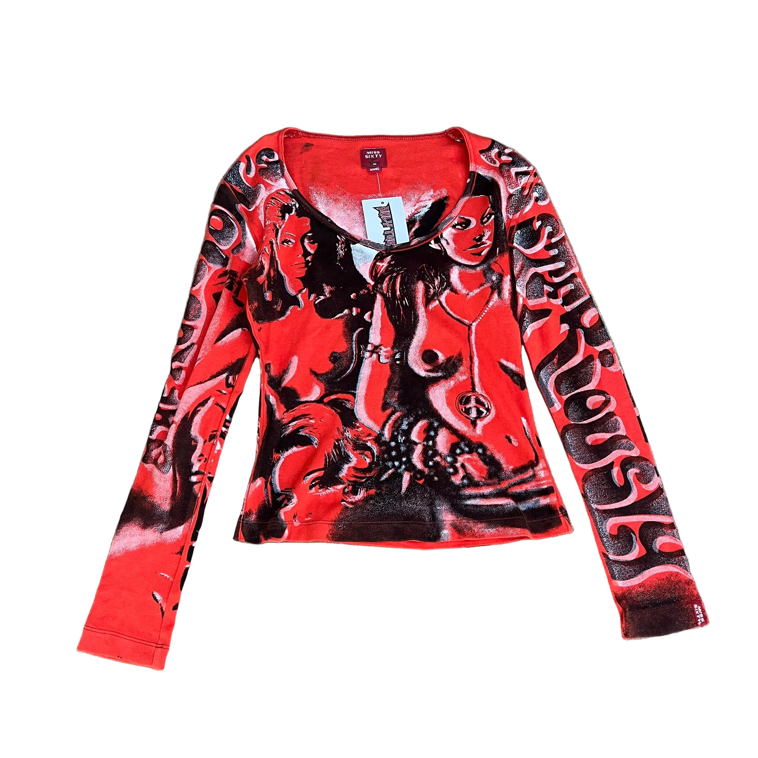 00s archive goa long sleeve ショール 00s Miss Sixty Girl Faces Top (M) – Holy Thrift