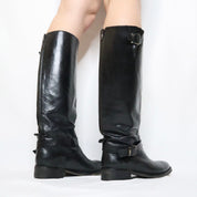 90s Black Leather Riding Boots (6.5)
