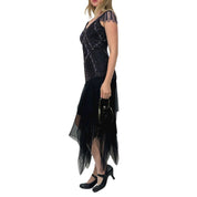 Sue Wong Gatsby Goth Midi Dress (S)