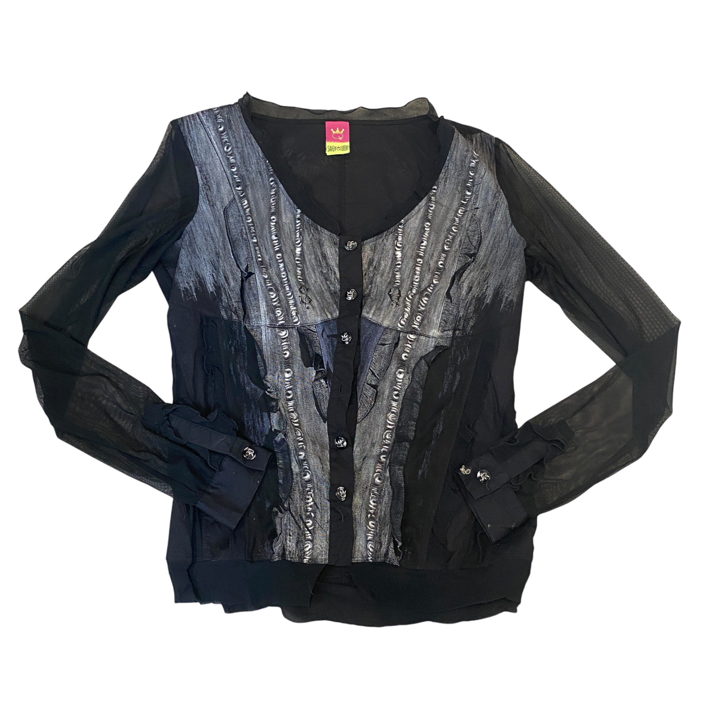 Vintage Save the Queen Gothic Mesh Top (L/XL)