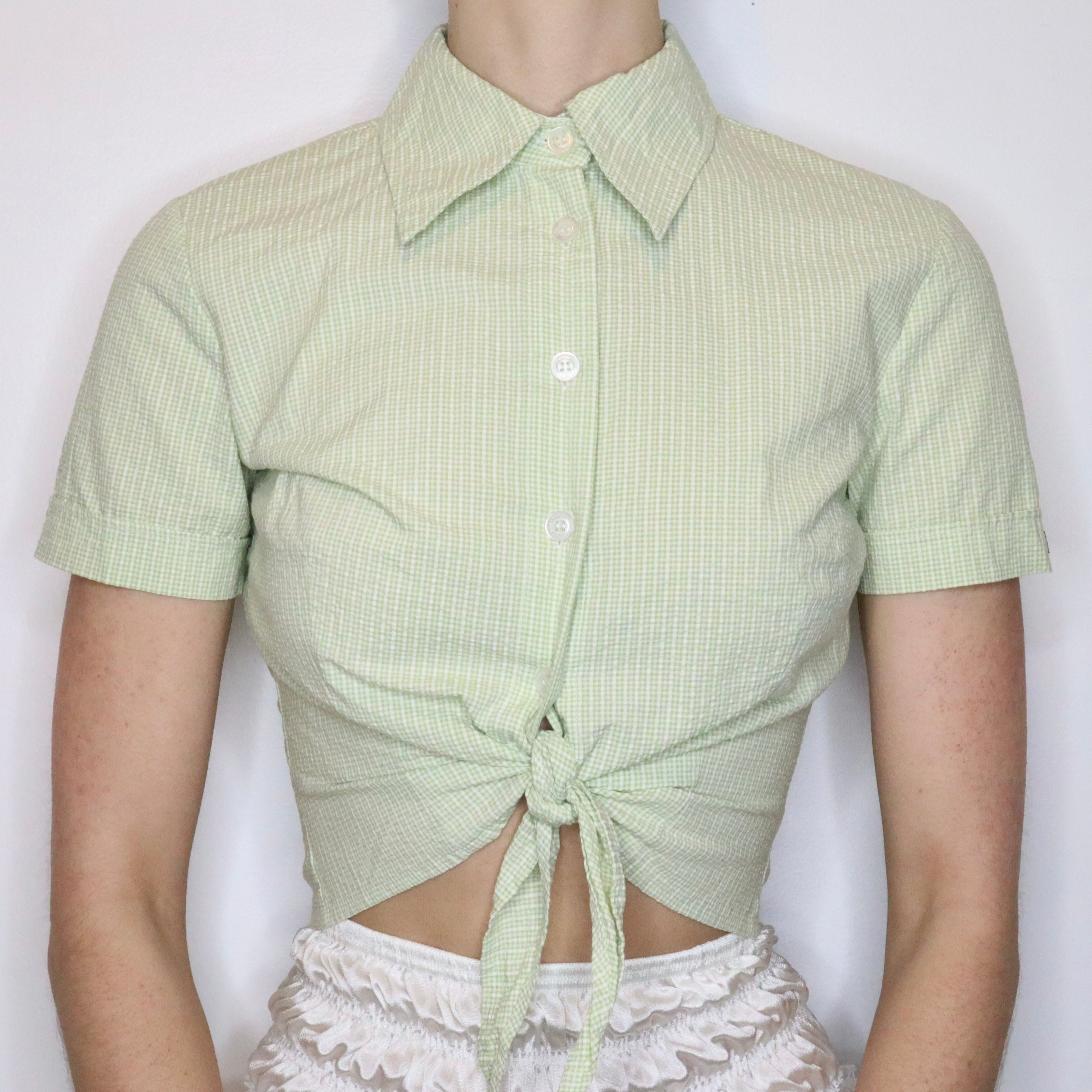 90s D&G Pastel Green Gingham Shirt (XS/S)