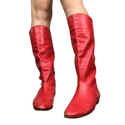 80s Red Leather Knee High Boots (9)