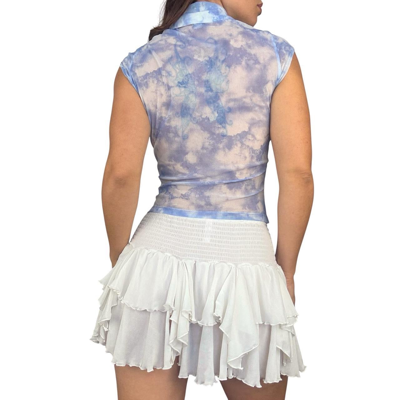 90s Bebe Cloud Print Mesh Blouse (M)