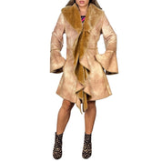 Y2K Ruffly Faux Fur Shearling Coat (L)