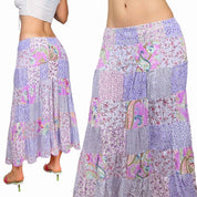 Lilac Floral Patchwork Maxi Skirt (S)