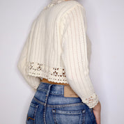 Y2K Cream Knit Cardigan (M)