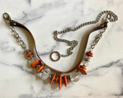 Layers leather beads & stones chain belt