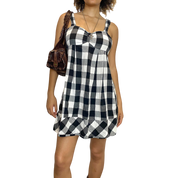 Vintage Checkered Plaid Babydoll Dress (M)