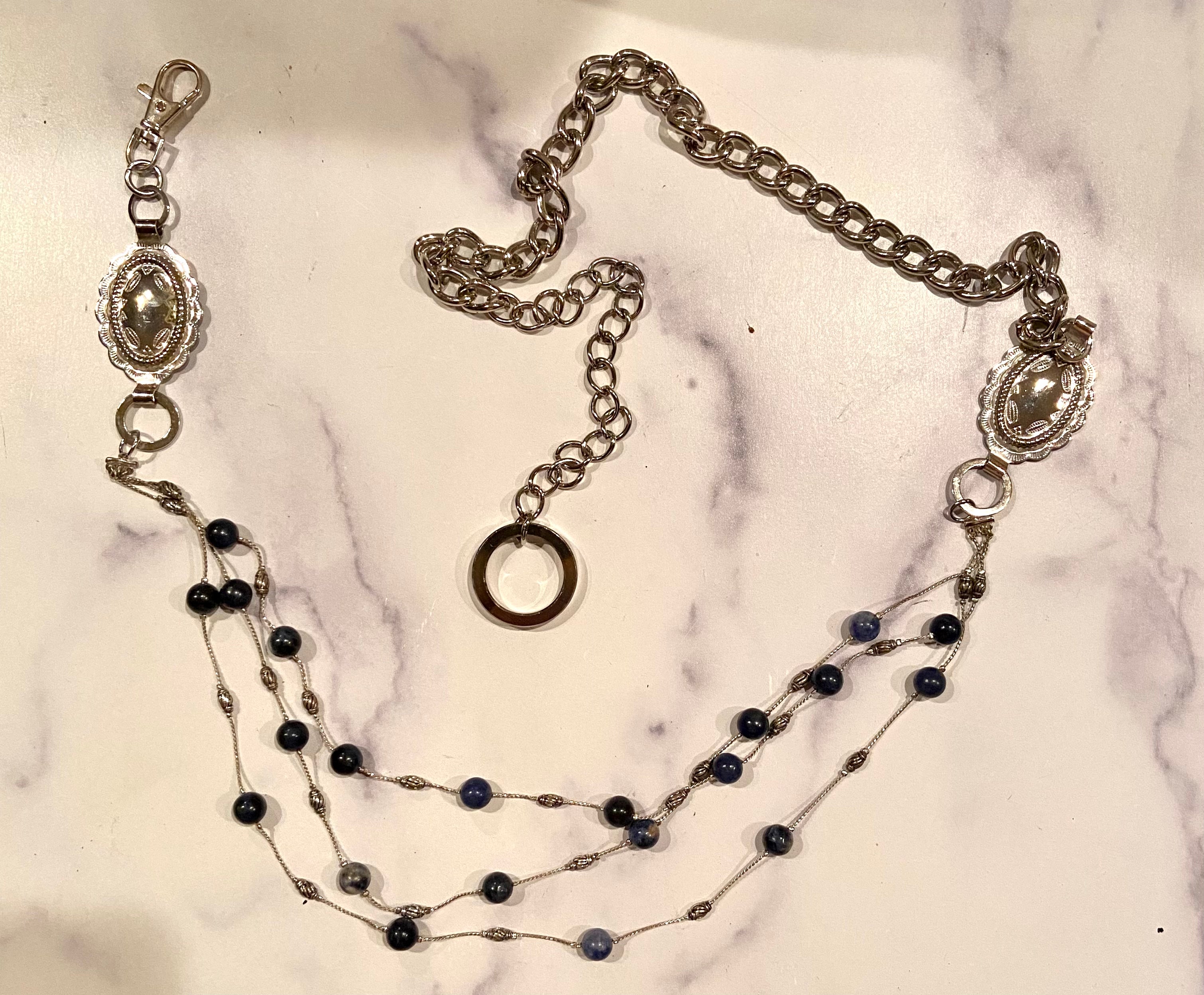 Navy blue tone layered belt