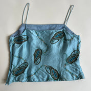 00s silk blue paisley bustier (L)