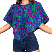 Vintage Wool Crochet Poncho (S/M)