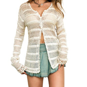 Vintage Creamy Crochet Cardigan (M)