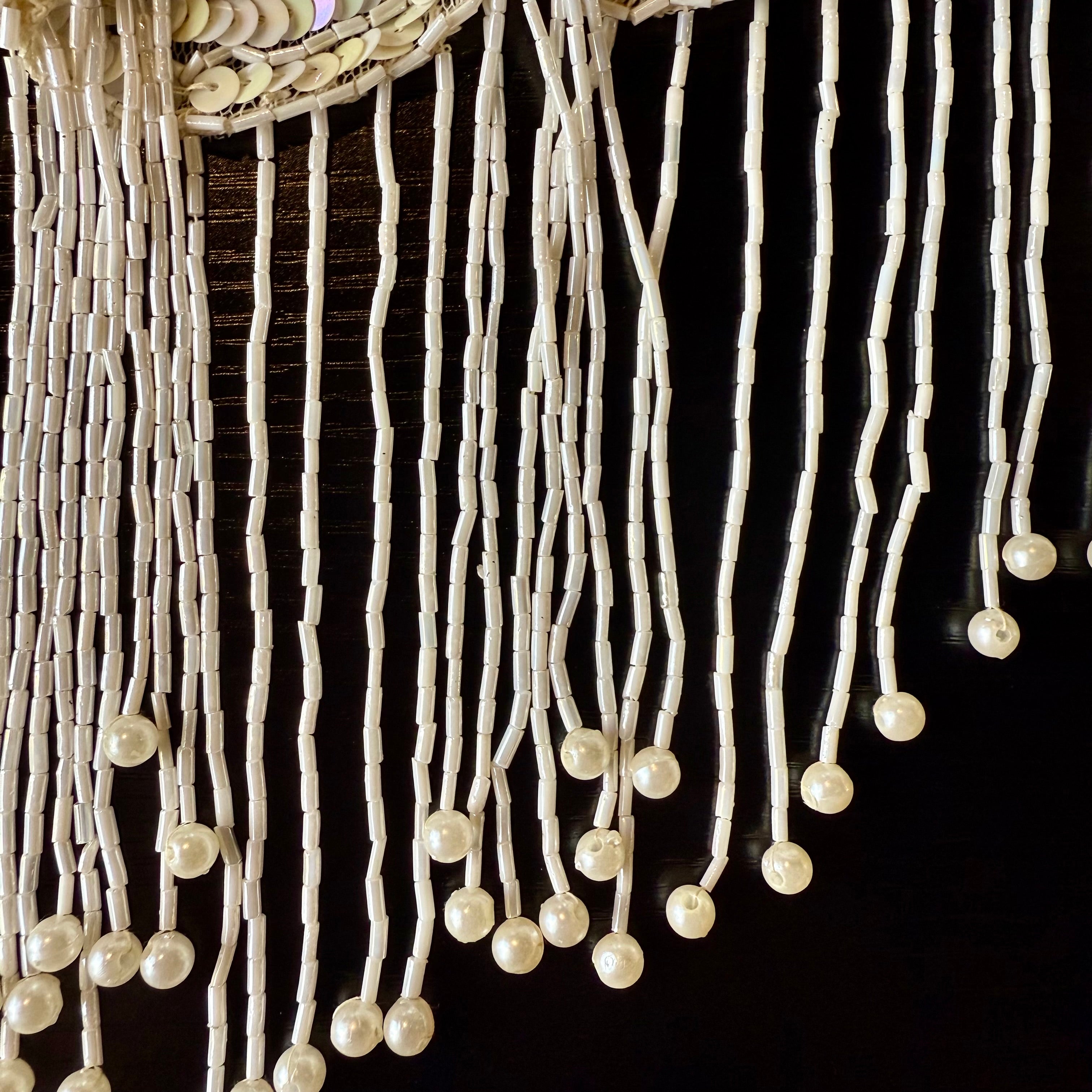 Vintage beaded Shawl with Rose Pattern