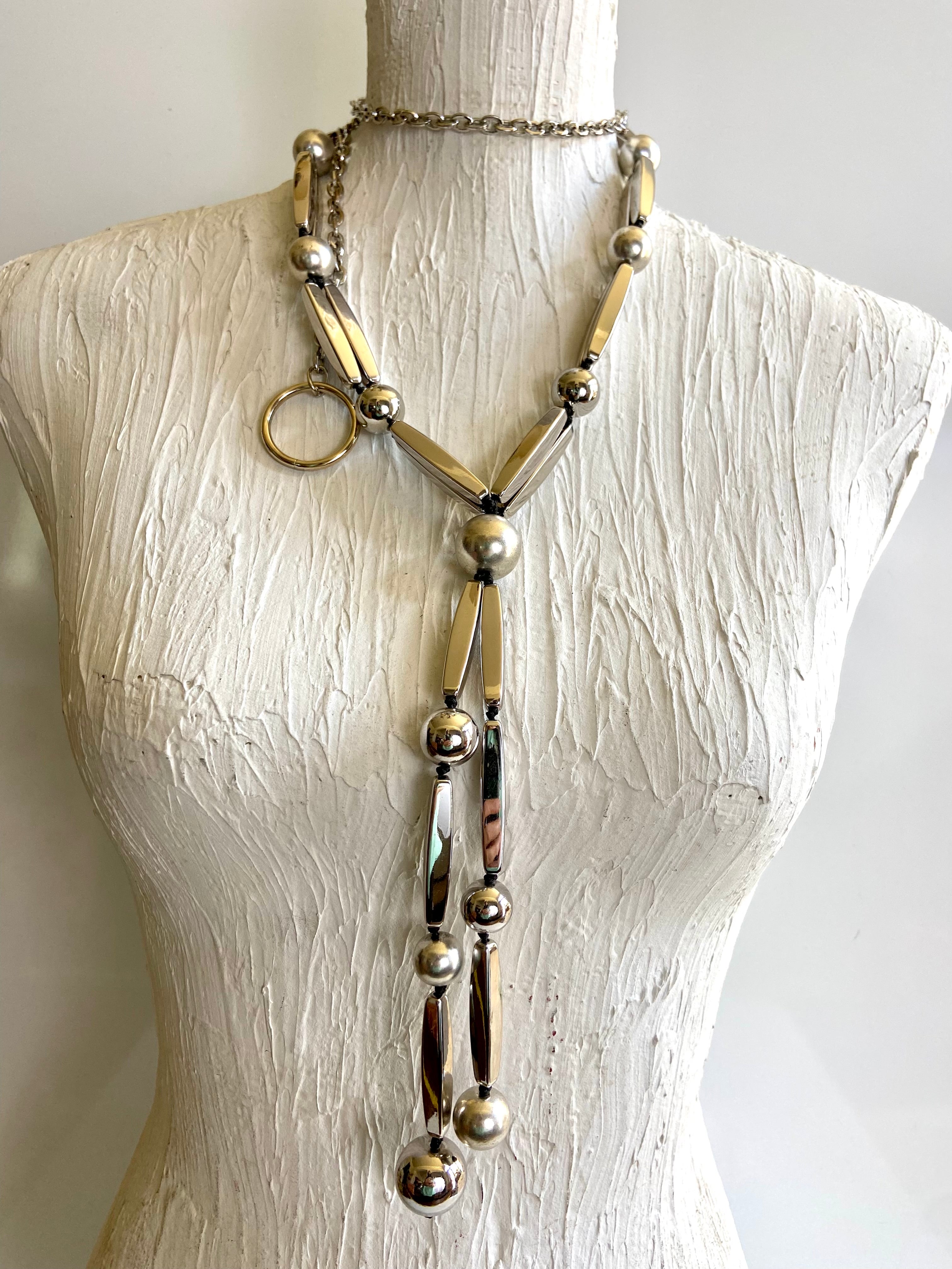 Silver tone waist belt