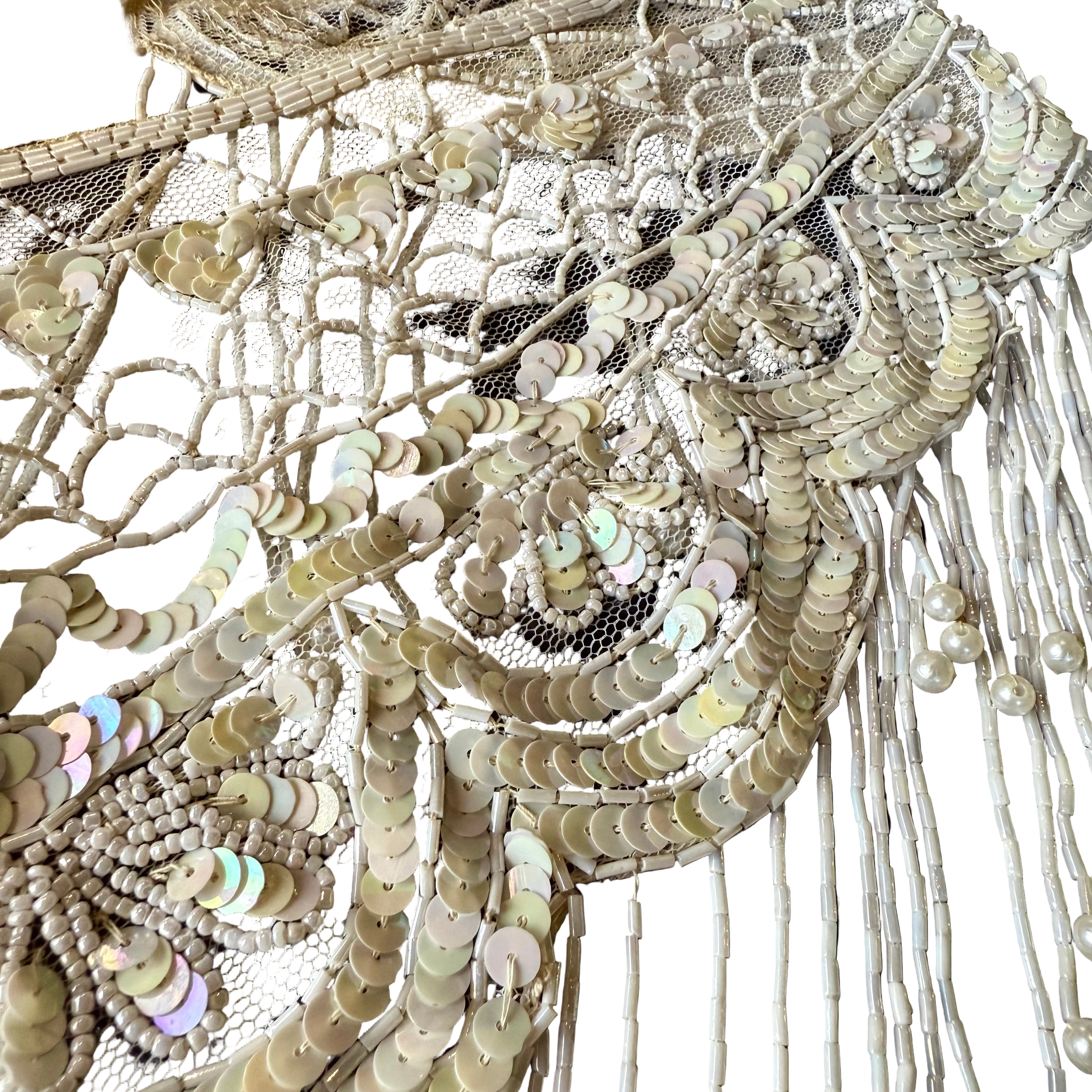 Vintage beaded Shawl with Rose Pattern