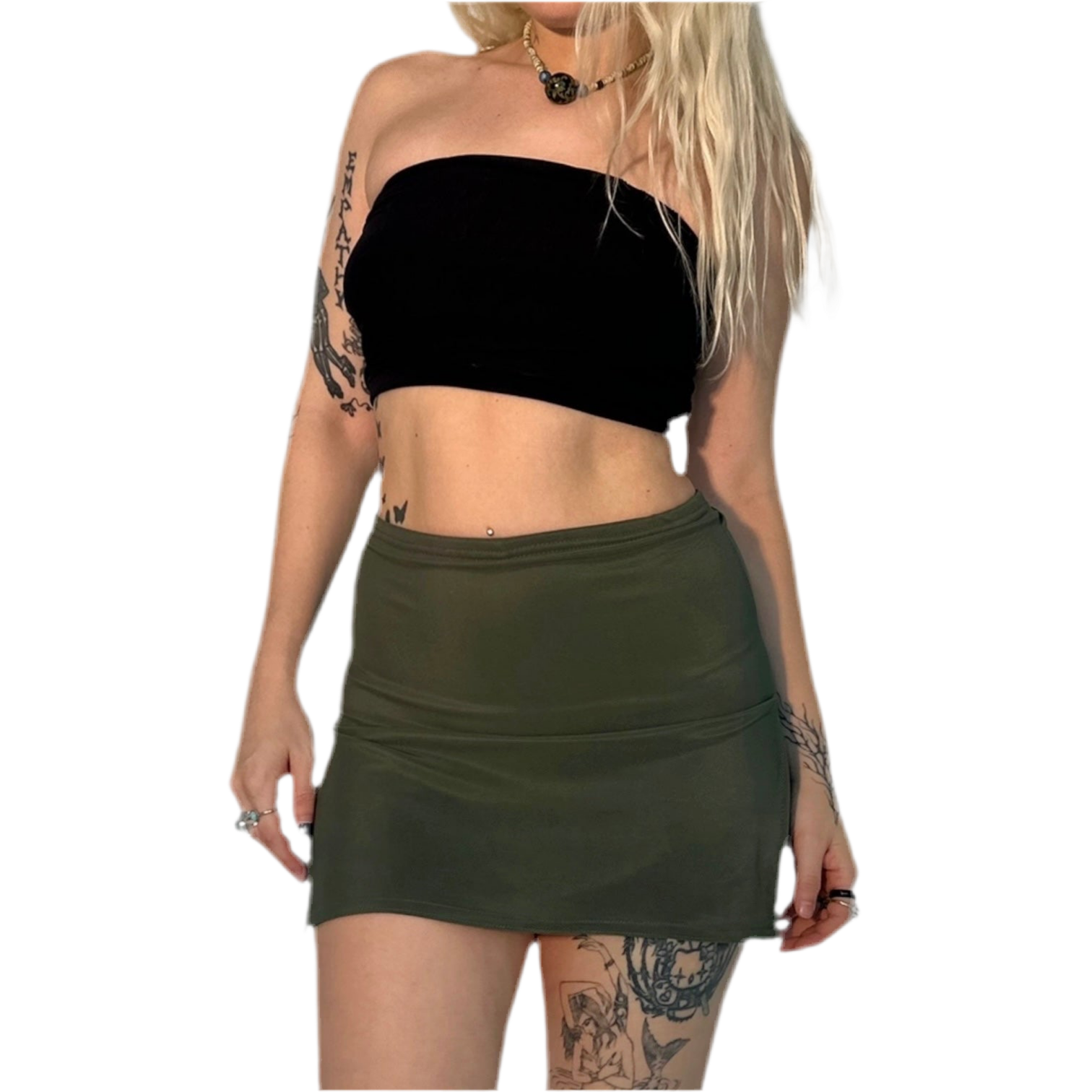 90s Slinky Olive Miniskort (XS)