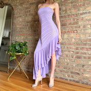 Vintage Lilac Mesh Flutter Dress (M)