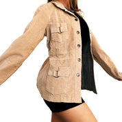 Tan Corduroy Cargo Jacket (S/M)