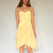 Vintage Butter Yellow Midi Dress (M)