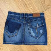 Vintage Patch-Pocket Denim Mini Skirt (XS)