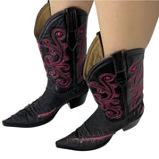 Vintage Pink Denim & Leather Cowboy Boots (8.5)